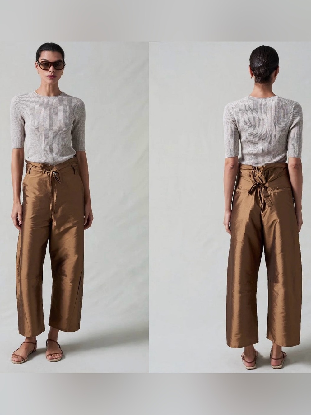 Chan Luu Techno Taffeta Barrel Pant Bronze